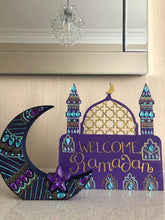 Load image into Gallery viewer, Midnight Eid & Ramadan Dual Welcome Sign with Moon and Stars Garland