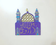 Load image into Gallery viewer, Midnight Eid & Ramadan Dual Welcome Sign with Moon and Stars Garland