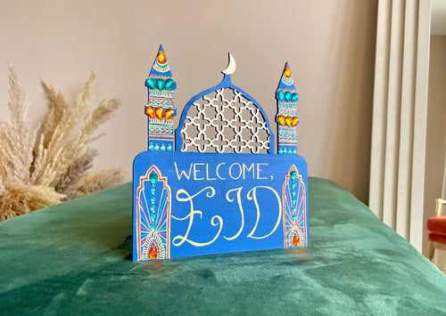 dual sign in royal blue with gold orange and teal accents
