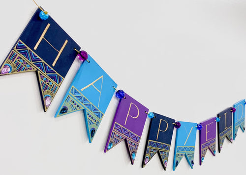 Midnight Happy Eid Banner with Gold Twine