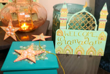 Load image into Gallery viewer, Dawn Dual Eid &amp; Ramadan Welcome Sign with Moon and Stars Garland